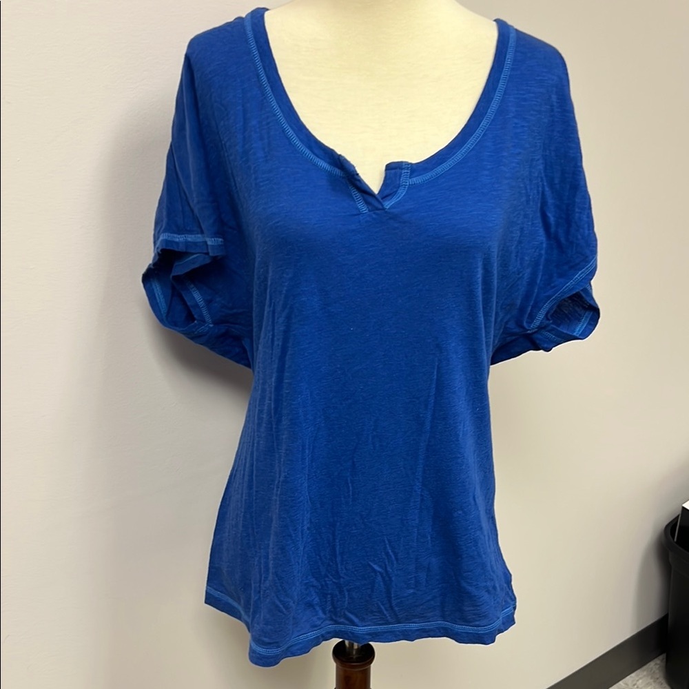 Women's Blue V-Neck Top